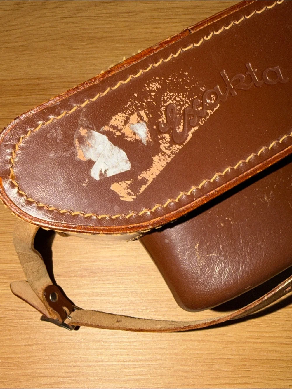 Vintage Ihagee film camera antique leather case  / strap